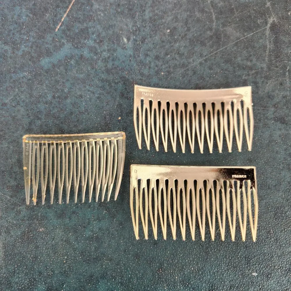 VTG Clear and Gold Hair Comb Accessories USA France Made